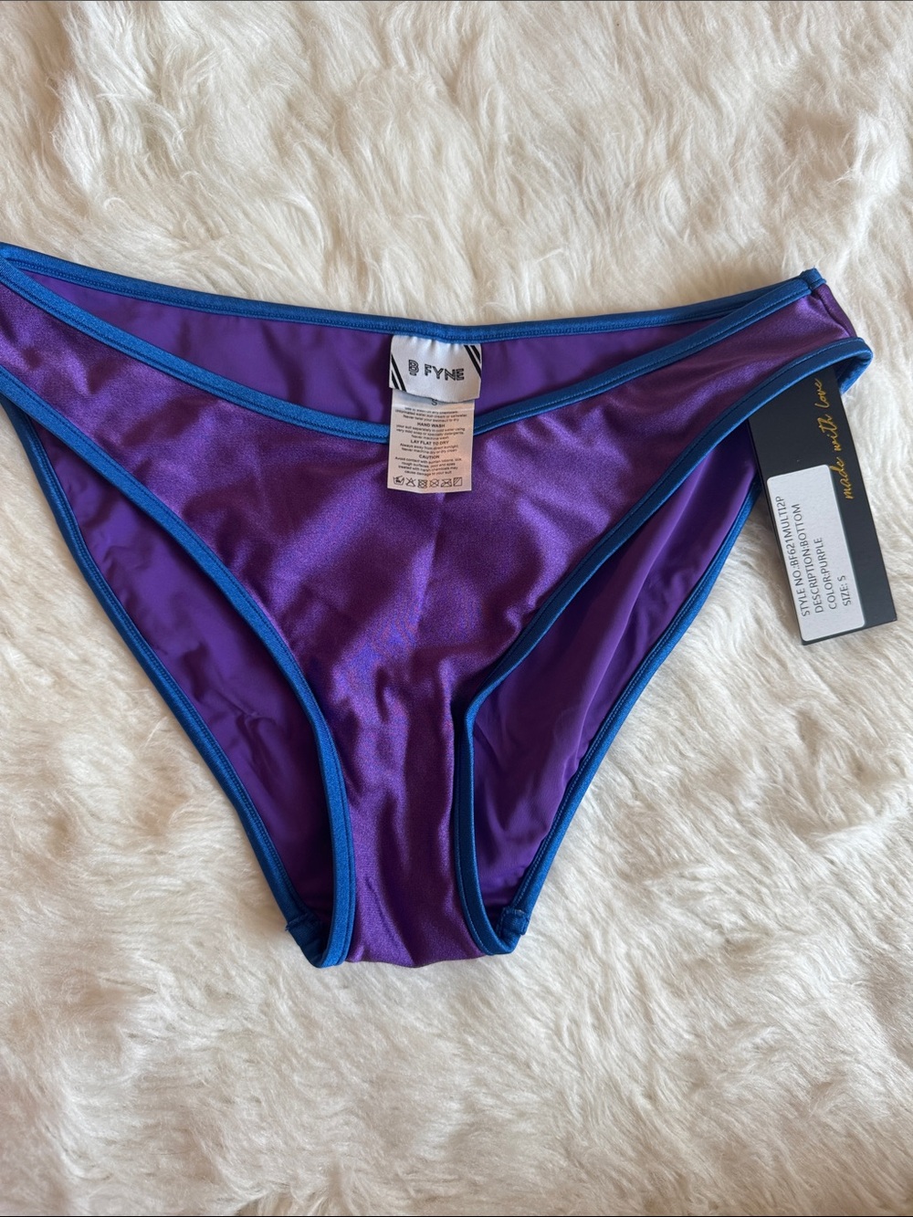 Purple Contrast-Trim Bikini Bottom